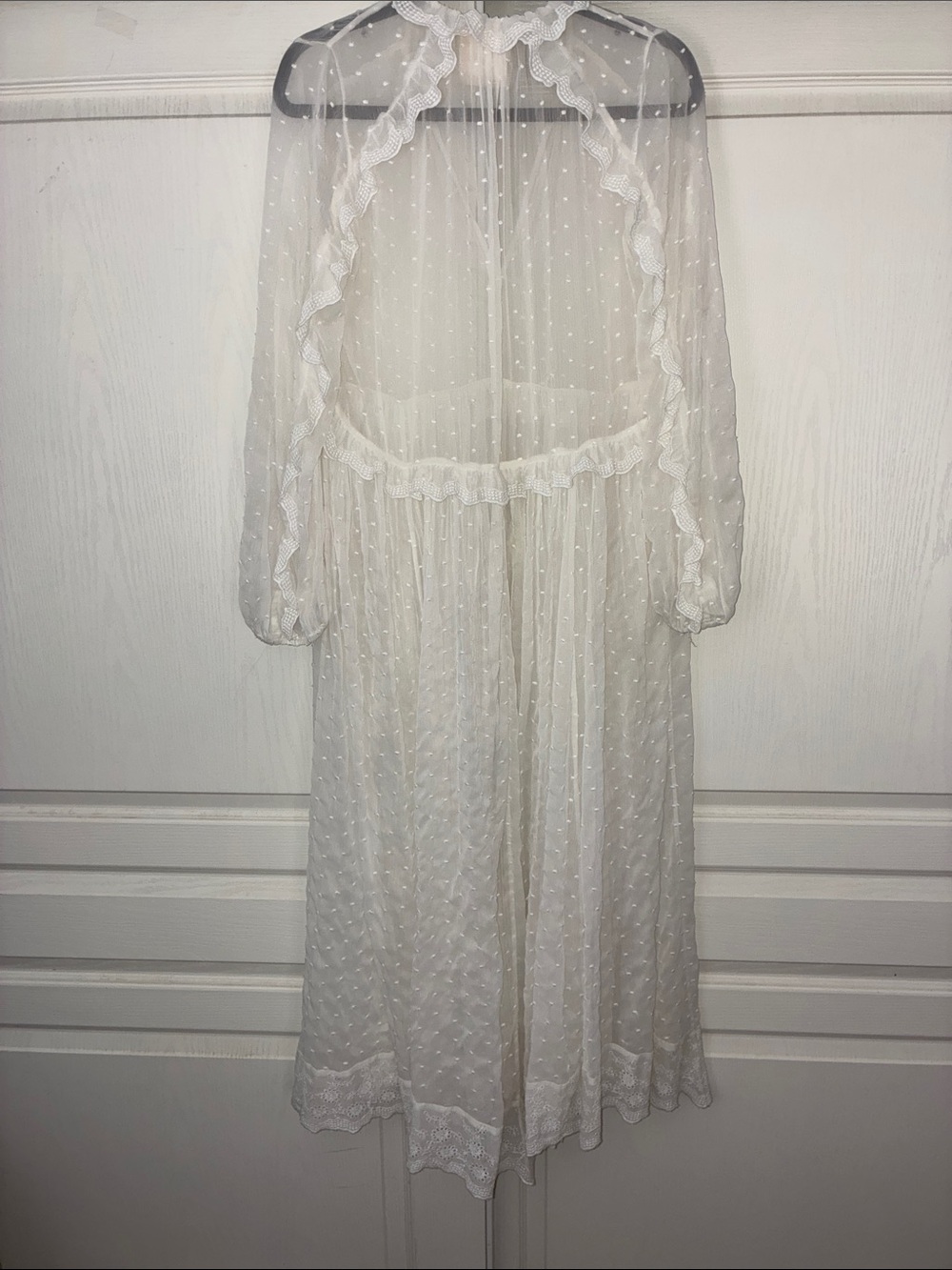SEMICOUTURE- Italy/Sheer Swiss Dot White Maxi Dress - Picture 6 of 7